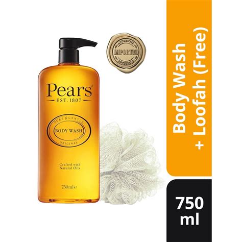 Pears Pure Gentle Original Body Wash 100 Soap Free750ml Free Loofah