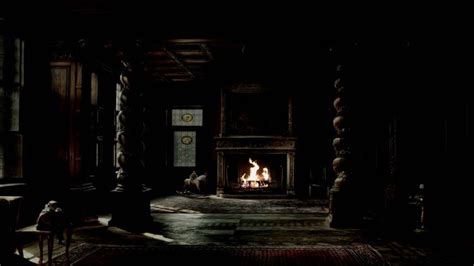 Haunted Halloween Mansion Fireplace With Thunder Rain And Howling Wind