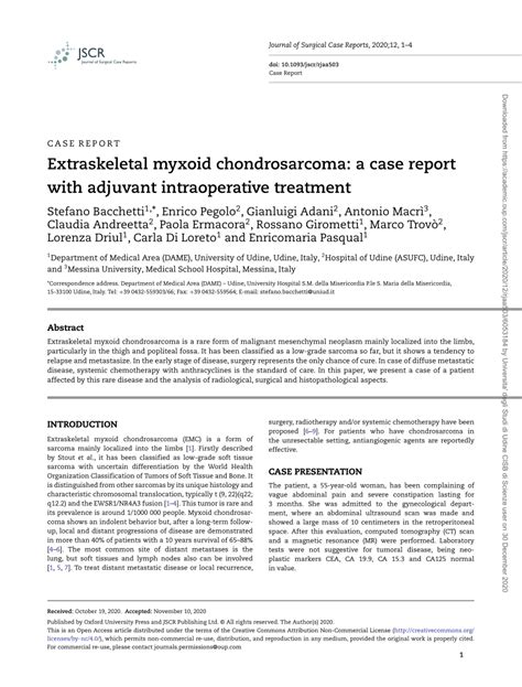 Pdf Extraskeletal Myxoid Chondrosarcoma A Case Report With Adjuvant