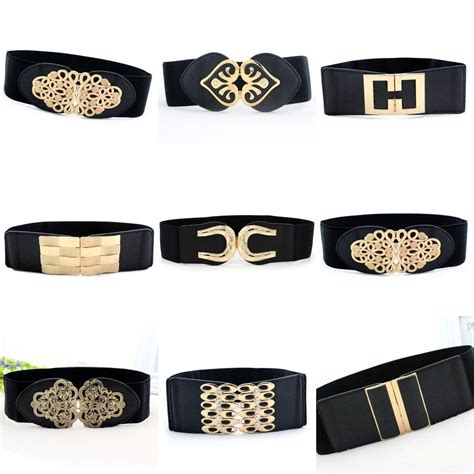 Fashion Pu Leather Elastic Wide Belts For Women Stretch Thick Waist