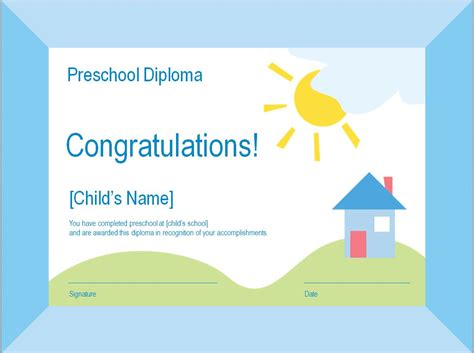 Preschool Diploma Template | Preschool Diplomas » Template Haven