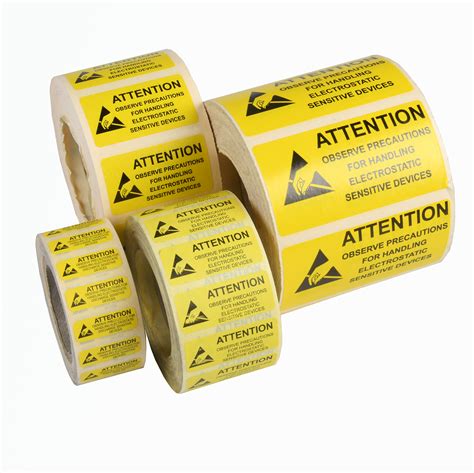 ESD Attention Labels in Rolls of 1000 - Static Safe Environments