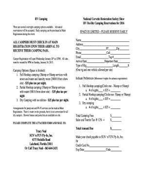 Fillable Online Ncrsfl Snf Rv Camping Registration Form Doc Ncrsfl