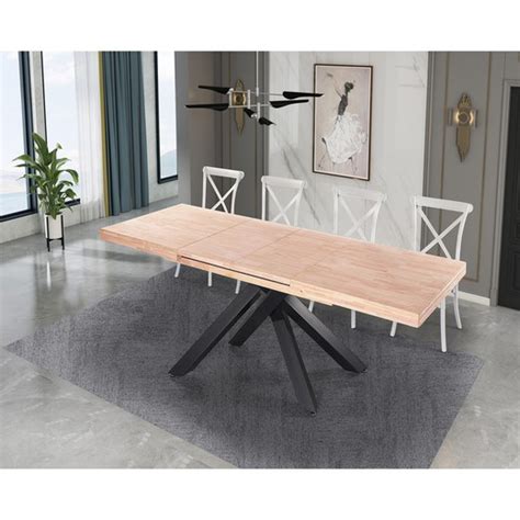 Mesa De Comedor Extensible De Madera Y Metal En Roble Nordish Y Negro