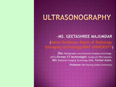 Ultrasonography Ppt 1 Ppt