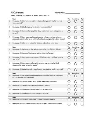 Autism Screening Questionnaire Pdf Fill Online Printable Fillable