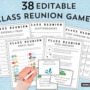 Printable Class Reunion Games Editable Reunion Template Activities Bundle High School Reunion ...