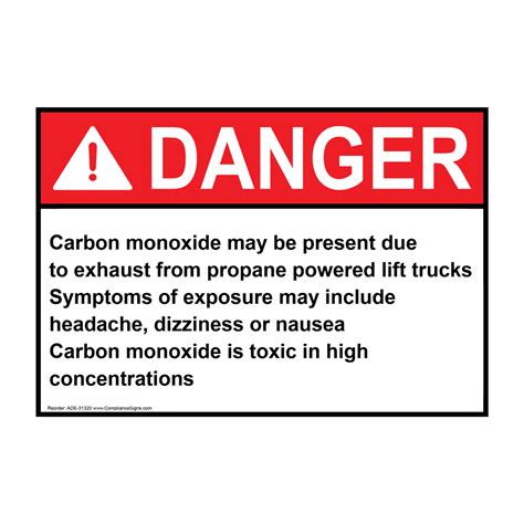 Danger Sign Carbon Monoxide May Be Present Due To Exhaust ANSI