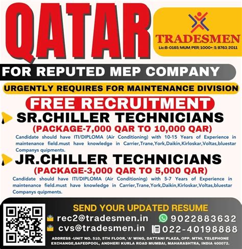 MEP Company Free Recruitment To Qatar