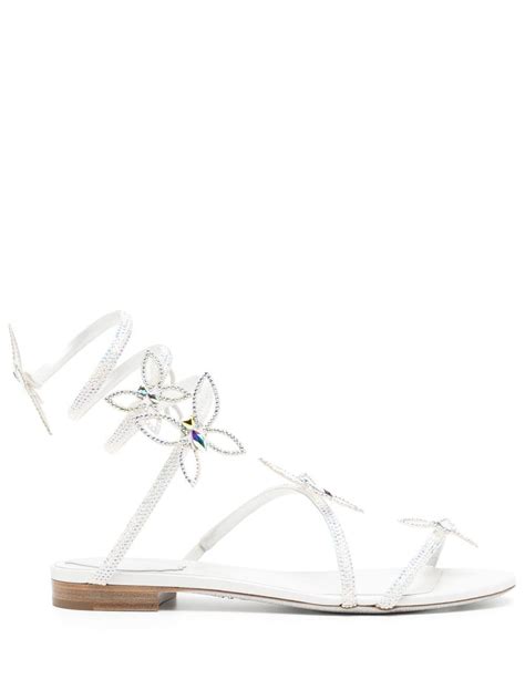 René Caovilla Butterfly Embellished Flat Sandals Farfetch