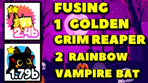 Fuse 1 Golden Grim Reaper And 2 Rainbow Vampire Bat Pet Simulator X