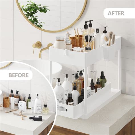 Under Sink Organizer With 2 Tier Sliding Drawers Bathroom Cabinet