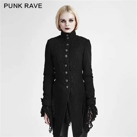 PUNK RAVE mujer moda gótico negro chaqueta abrigo Casual Steampunk lana