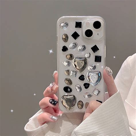 Random D Diamand Love Heart Glitter Phone Case For Iphone