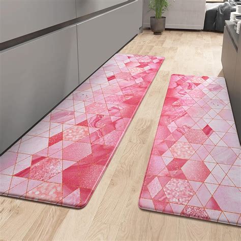 ASPMIZ Modern Kitchen Mat Pink Kitchen Mats Cushioned Anti Fatigue