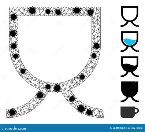 Mug Triangulated Mesh Icon With Infection Elements Stock Vector