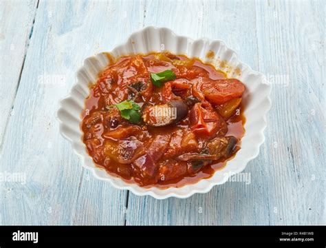 Caponata Sicilian Eggplant Dish Consisting Of A Cooked Vegetable