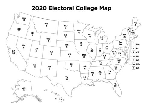 Blank Electoral College Map 2021 Printable - Vector U S Map