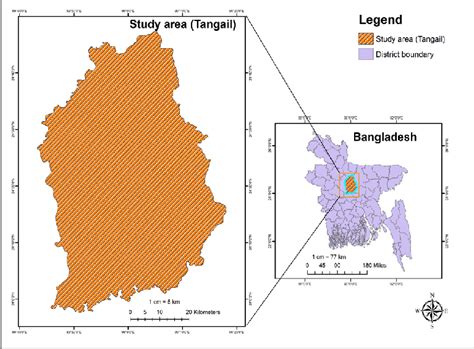 Study Area Map Tangail District Of Bangladesh Download Scientific