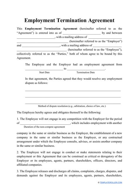 Employment Termination Agreement Template Fill Out Sign Online And