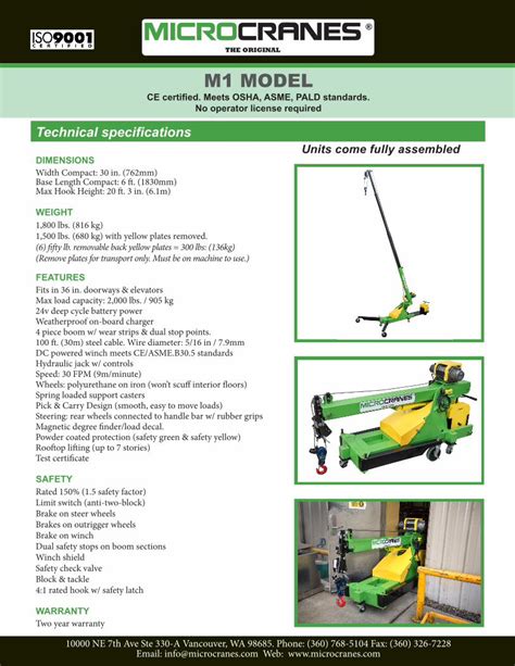 PDF Technical Specifications Smart Rig Cranes DC Powered Winch