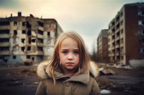 Premium Ai Image A Tragic Portrait Of A War Orphan Girl Amidst The
