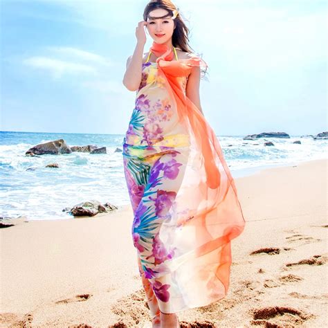 Spring And Autumn Women S Sunscreen Design Chiffon Long Silk Scarf Swimwear Bikini Large Cape