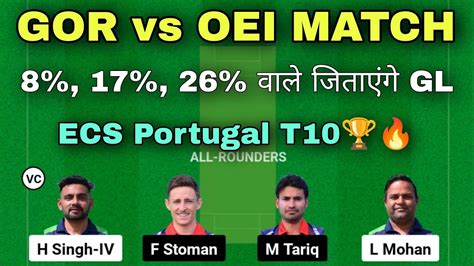 GOR Vs OEI Dream11 Team GOR Vs OEI ECS T10 GOR Vs OEI Dream11 Team