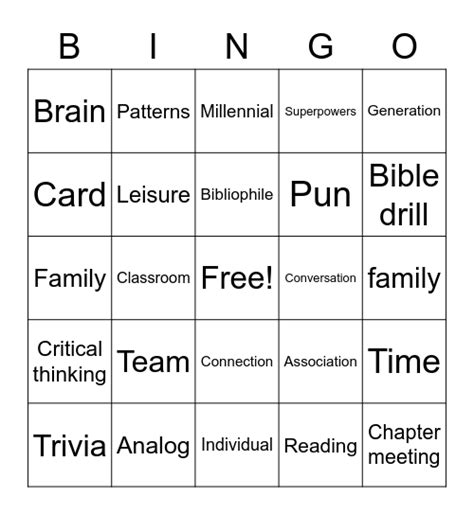 Board Game Bingo Card