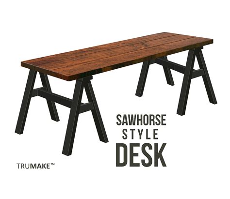 Wood And Steel Desk Sawhorse Desk Handmade Rustic Desk Home Office