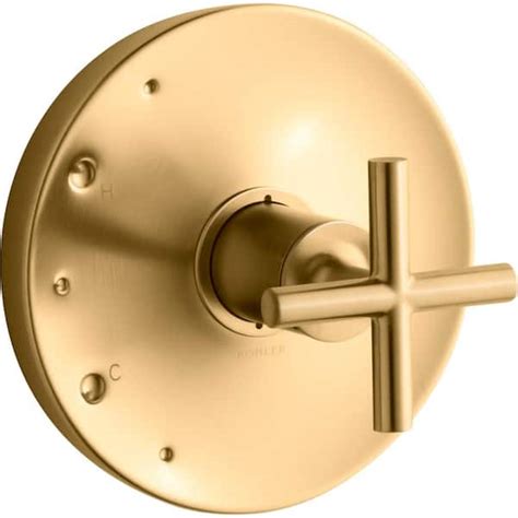 Kohler Purist Rite Temp 1 Handle Valve Trim With Cross Handle In Vibrant Brushed Moderne Brass