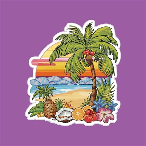 Premium Vector Ocean Beach Graphic Sticker Design