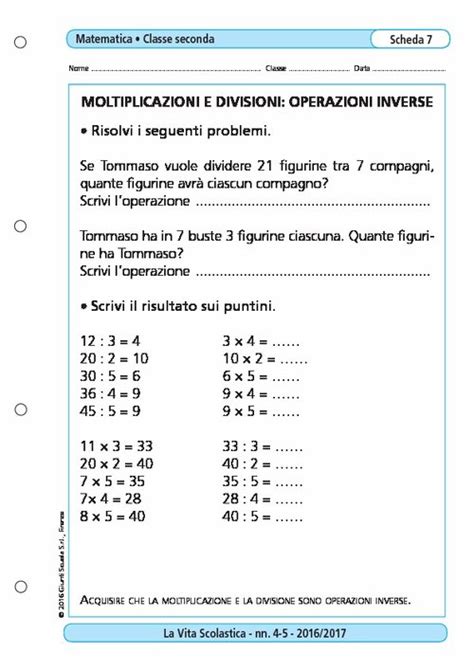 Moltiplicazioni E Divisioni Operazioni Inverse Giunti Scuola