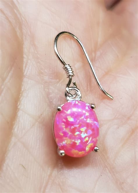 Hot Pink Opal Earrings Vivid Hot Pink 8x10mm Lab Opals 925 Etsy