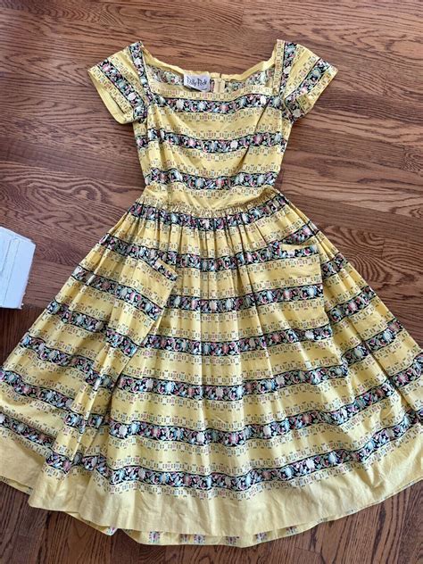 Vintage Original 1950s Yellow And Black Dress Polly P… Gem