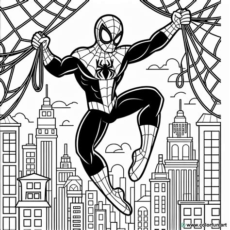 Coloriage de Spiderman le super héros à Télécharger ou à Imprimer