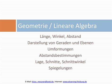 Geometrie Lineare Algebra Ppt Herunterladen