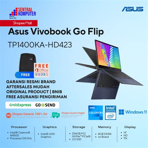 Jual Asus Vivobook Go Flip 14 Tp1400ka Intel N4500 8gb 512gb W11 Ohs Shopee Indonesia