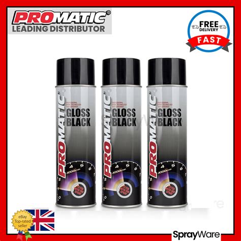 Promatic Gloss Black Aerosol Spray Paint GB500 Professional Trade 500ml