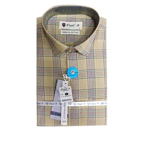 Cotton Collar Neck Mens Full Sleeves Check Shirt Handwash Size M Xxl