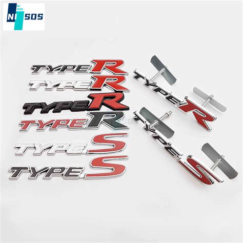 D Metal Type S Logo Type R Badge Car Front Grill Emblem For Honda