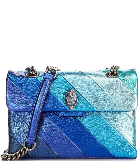 Kurt Geiger London Large Kensington Metallic Blue Striped Shoulder Bag Dillards