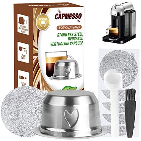 Capmesso Coffee Capsule Refillable Vertuo Capsules Reusable Coffee Pod With Foil Lids Stainless