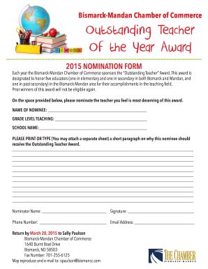 Fillable Online Outstanding Teacher Of the Year Award Fax Email Print - pdfFiller