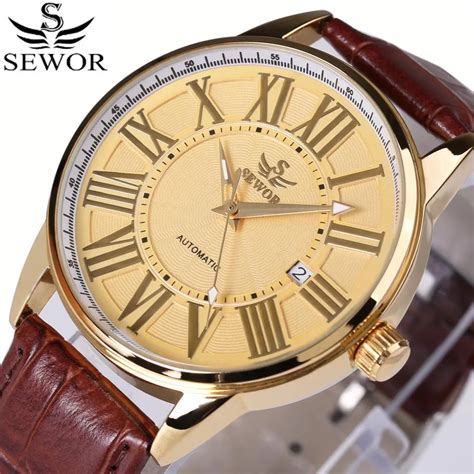 Sewor Reloj De Pulsera Para Hombre Cron Grafo Mec Nico De Lujo Dorado