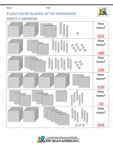 Place Value Blocks Printable