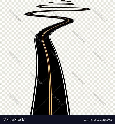 Abstract Curved Asphalt Road Isolated On Vector Image