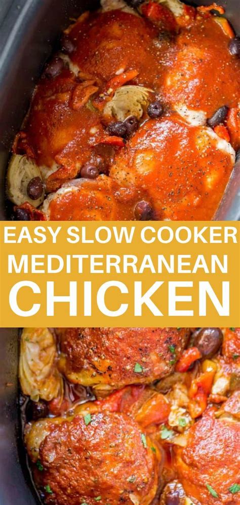 Easy Slow Cooker Mediterranean Chicken Yummy Chicken Recipes Easy