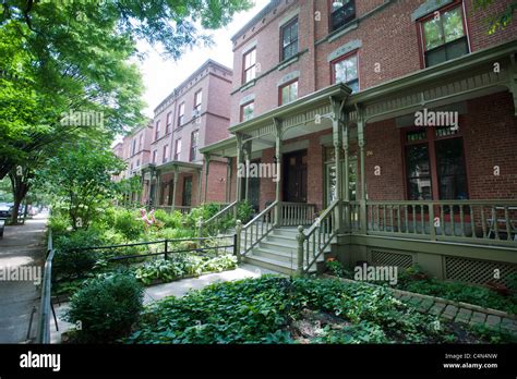 Astor Row Townhouses In The Harlem Neighborhood Of New York Stock