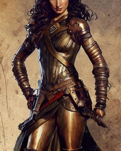 Krea Ai Highly Detailed Steampunk Gal Gadot Standing Bron